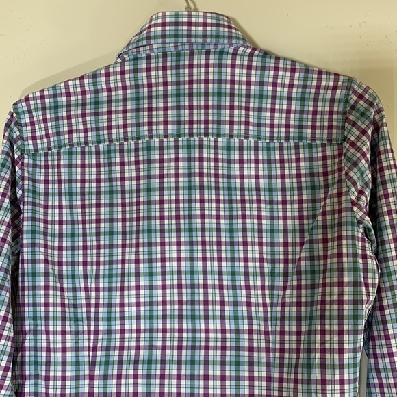 NWT. Peter Millar Small Button Front Roll-tab Long  Sleeve Plaid Shirt. - Picture 10 of 11